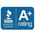 The logo for an A+ rating from the Better Business Bureau (BBB).
