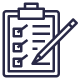 An icon of a clipboard checklist.