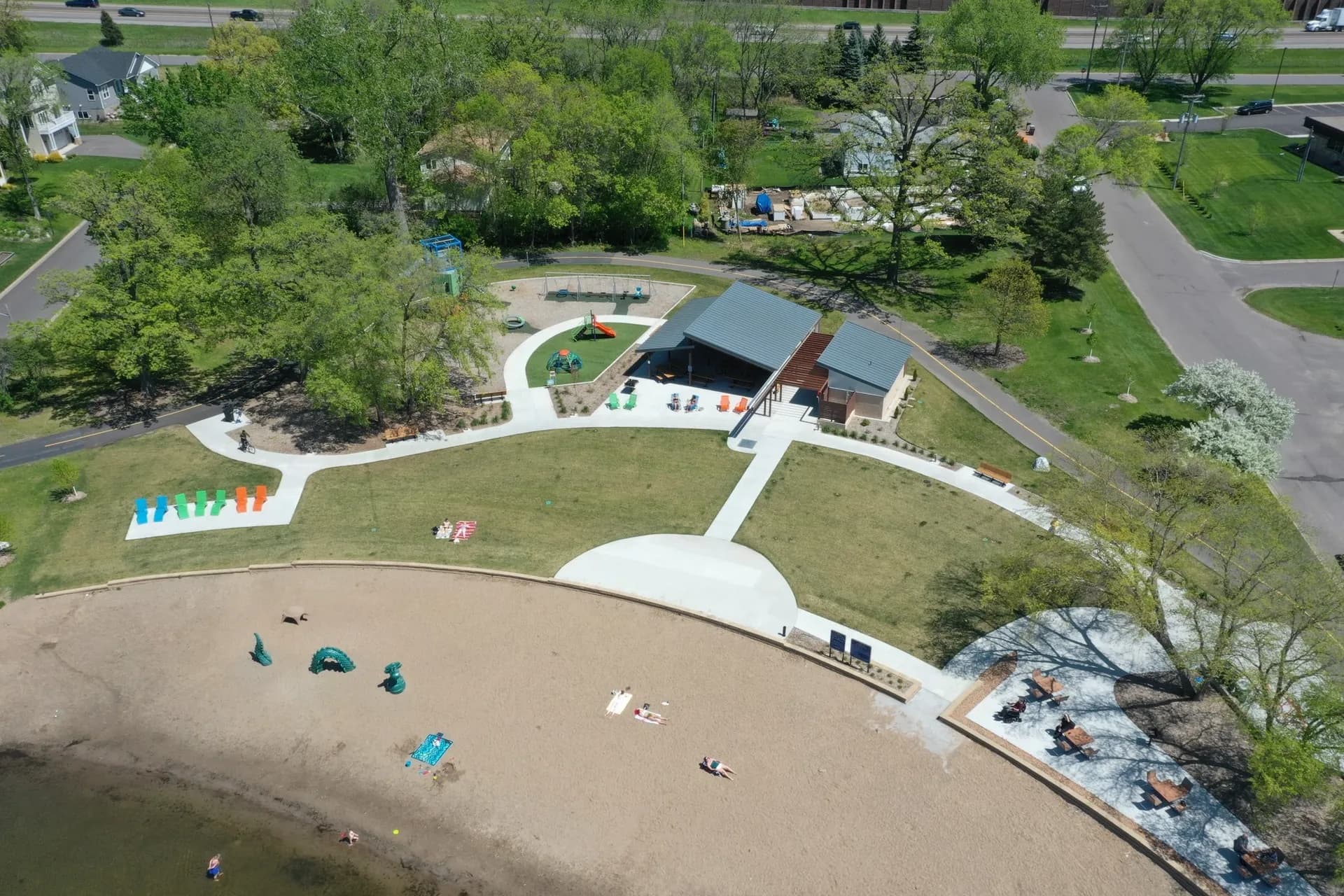 Aerial view of Medicine Lake, Minnesota, showing homes along the shoreline of Medicine Lake and the surrounding neighborhood.