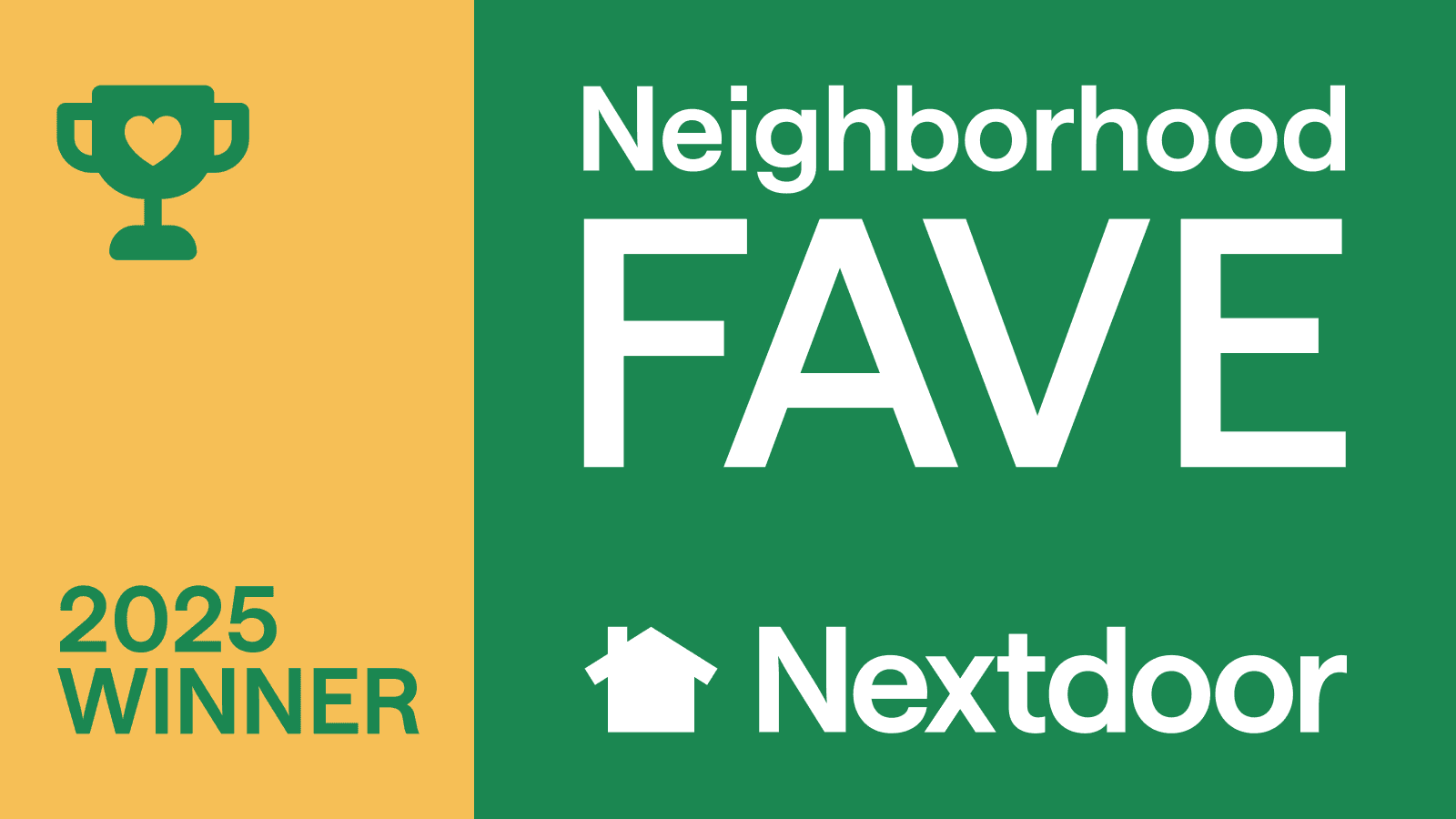 A badge for a Nextdoor Neighborhood Fave 2025.